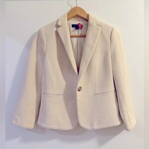 Ann Taylor Ivory/Cream One Button Textured Blazer, 3/4 Sleeve, Size 2P